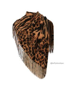 Leopard Print Acrylic Blanket Scarf Winter Wrap Shawl